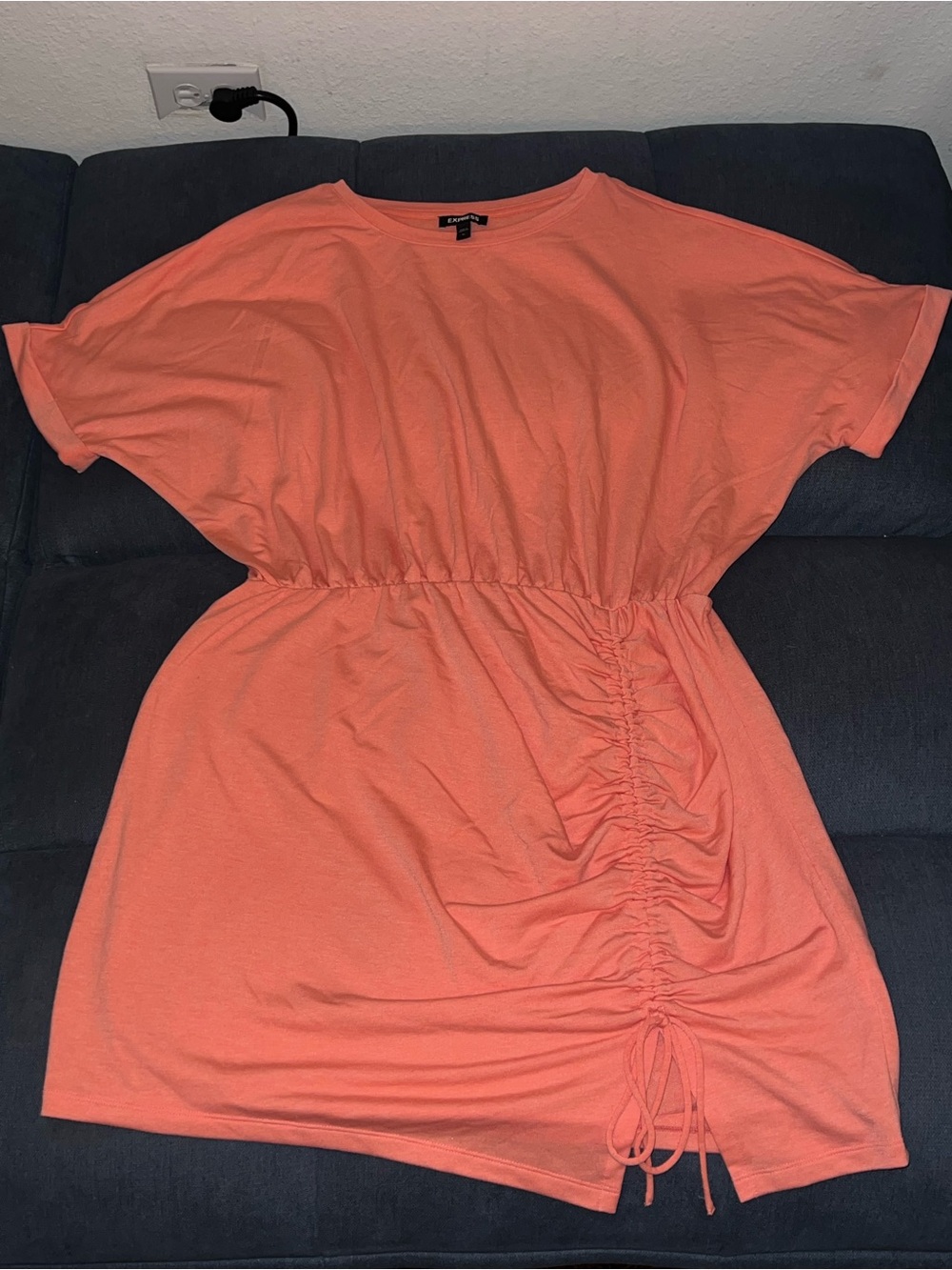 Express Women’s Relaxed Drawstring Waist Dress - Coral